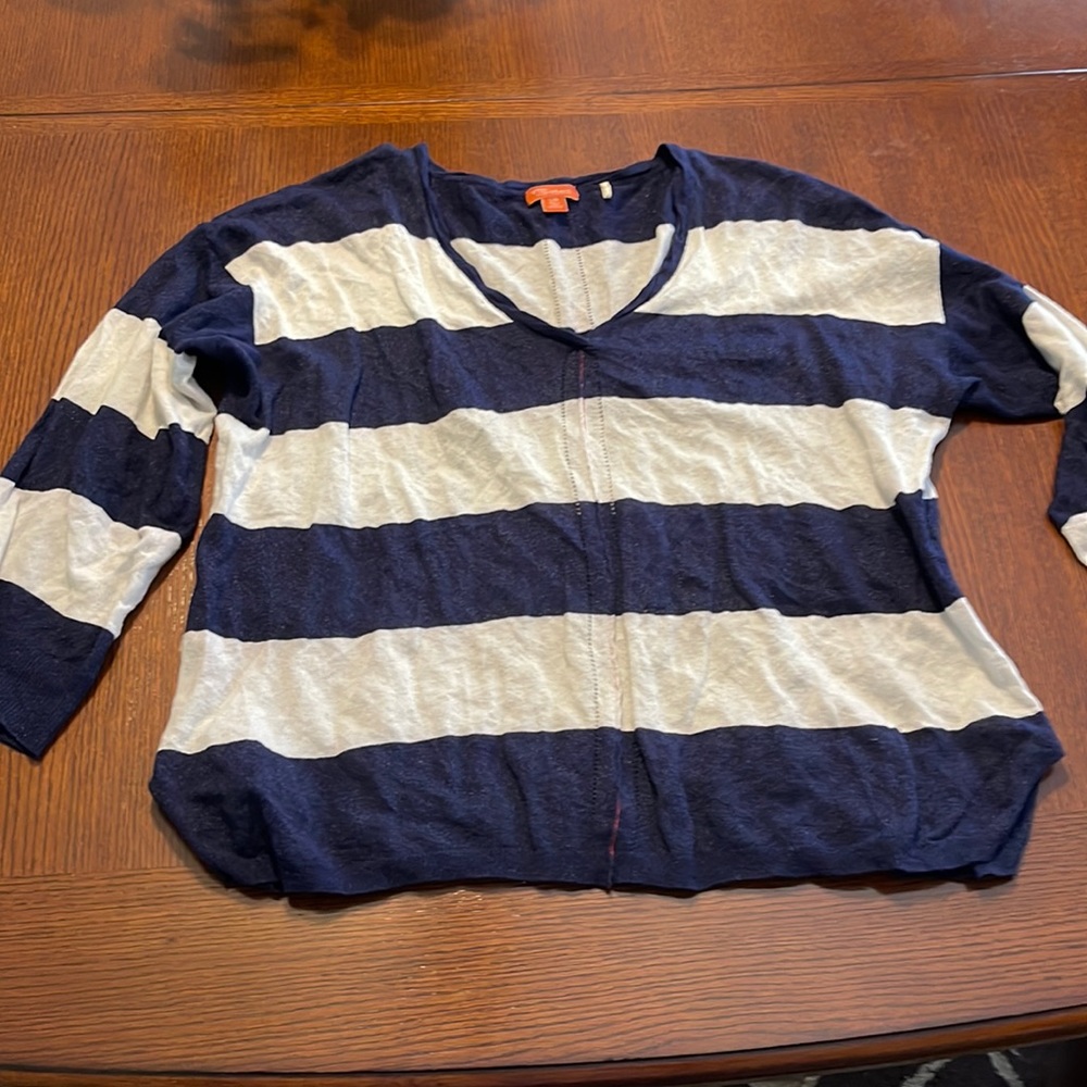 Tommy Bahama relax line striped blue and white striped sweater- Sz Large